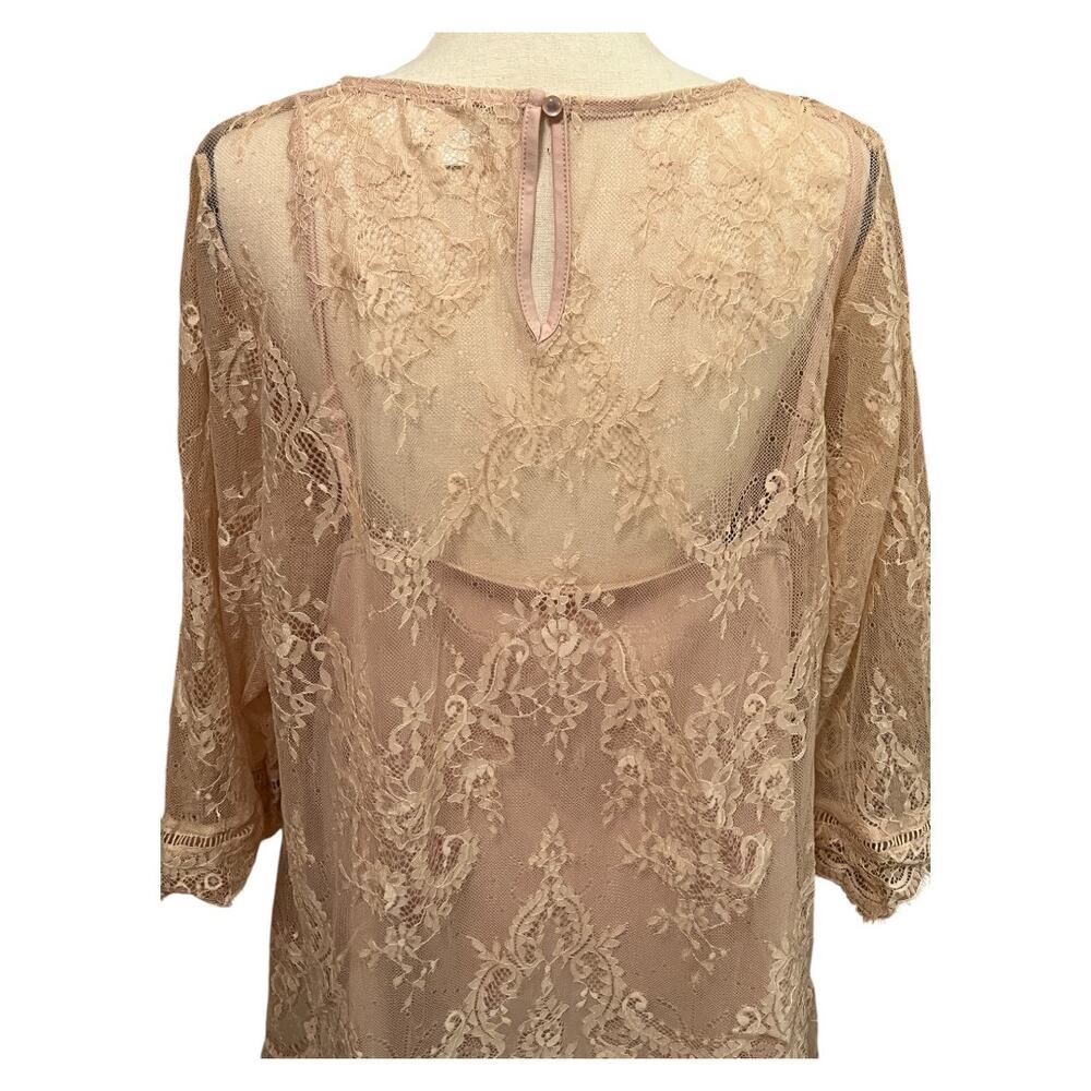 Ultra Pink Lace 3/4 Sleeve Blouse Size 1X - Picture 7 of 9